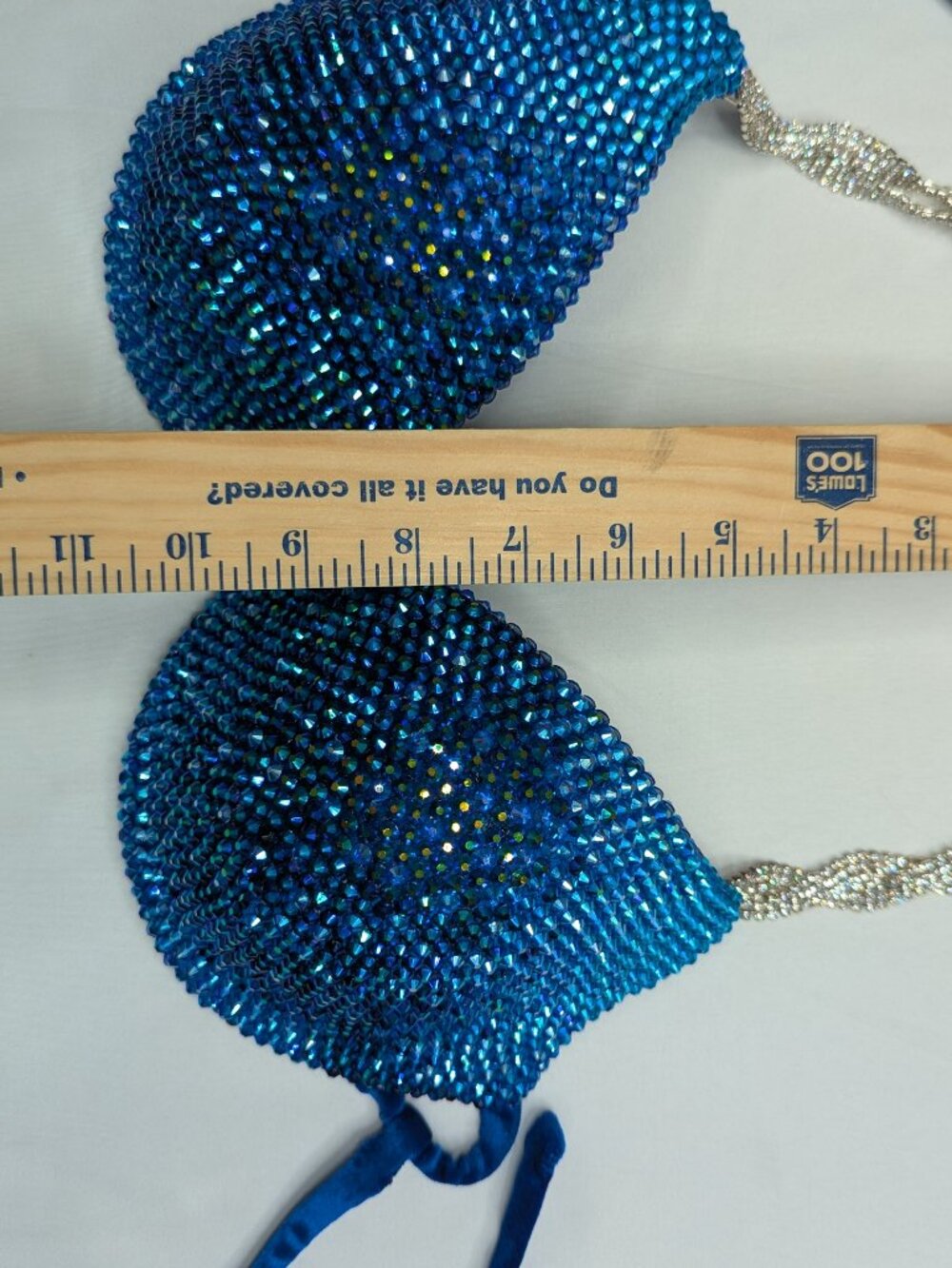 Royal Blue Rhinestone Competition Bikini Rave Bra Top - Picture 15 of 17